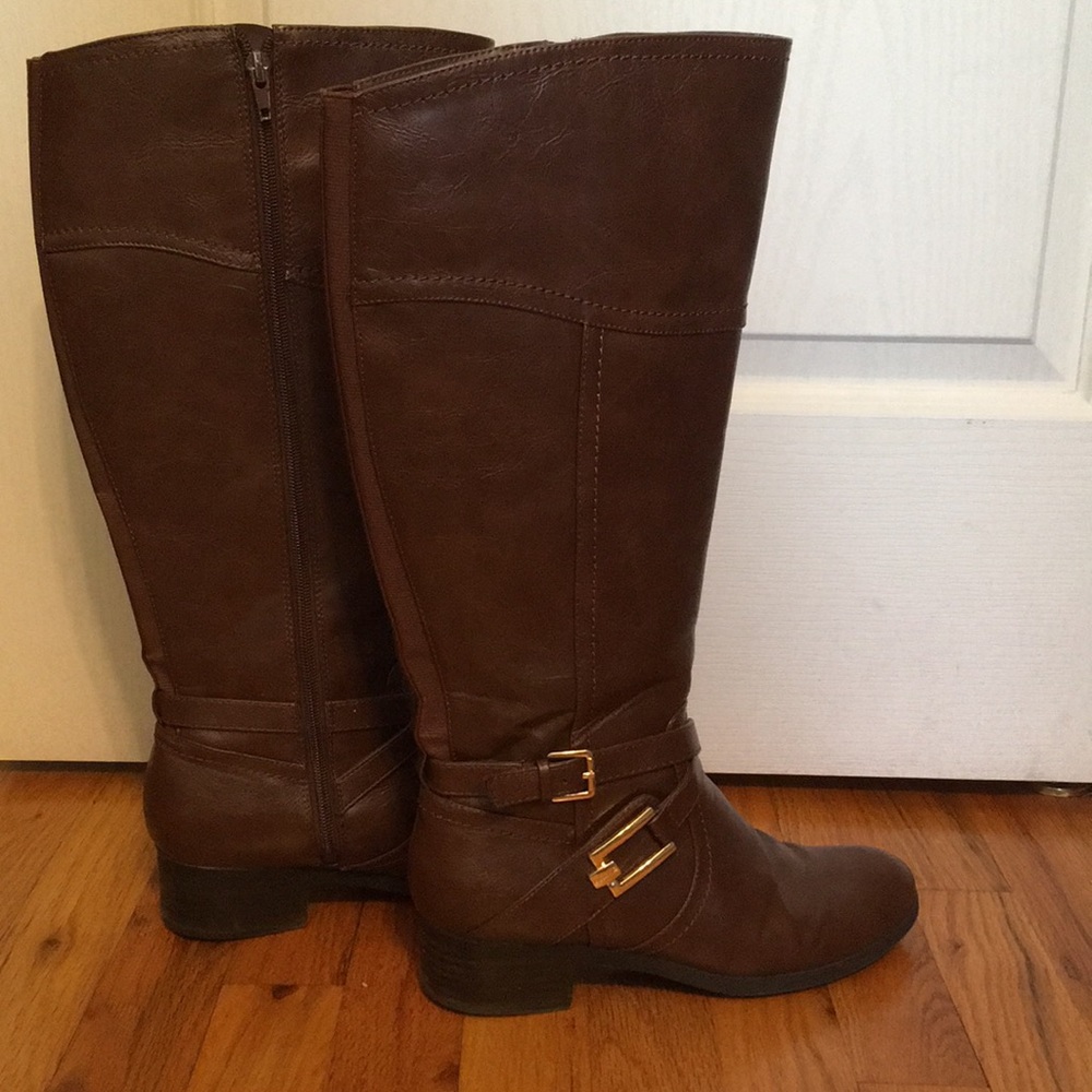 Wide calf brown riding boots